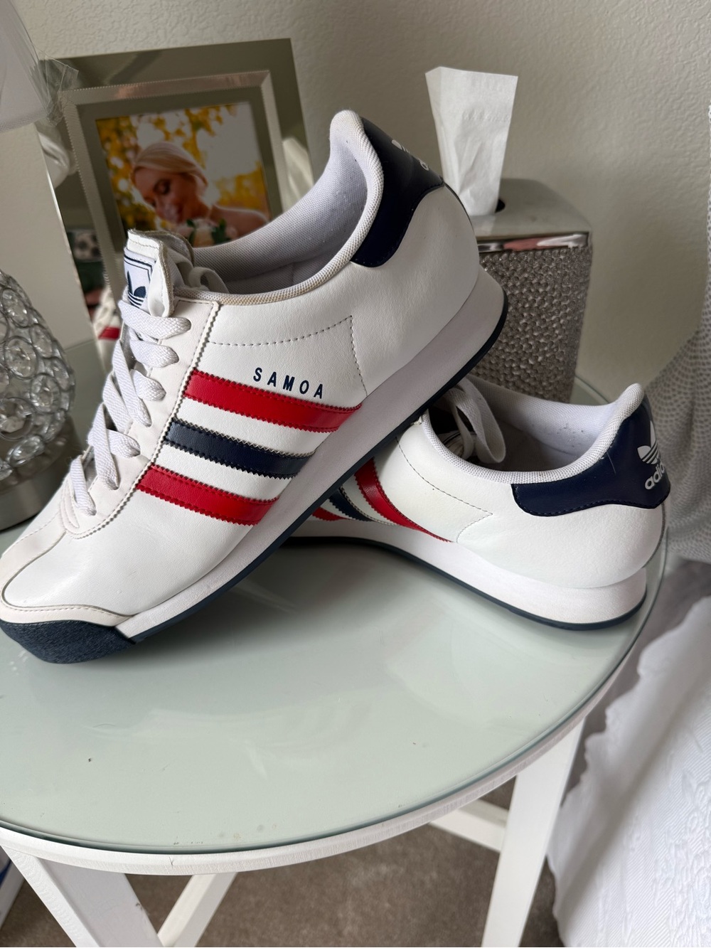 adidas Man’s Samoa White Red Navy Low-Top Sneakers